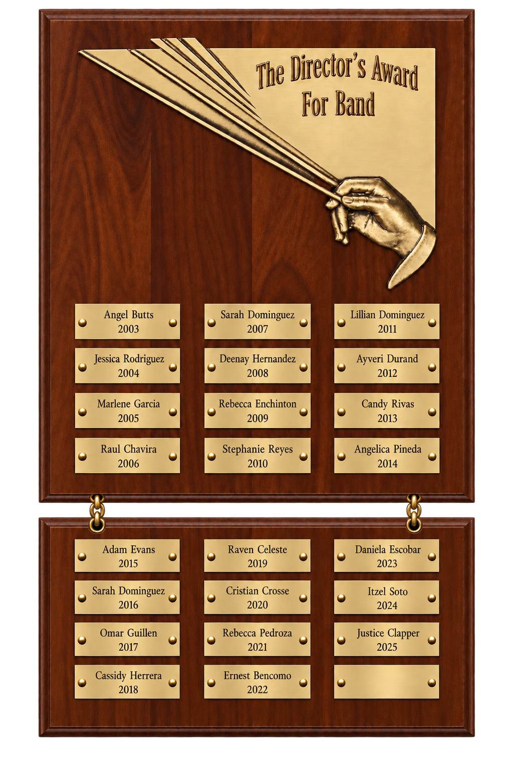 The Director's Award For Band recipient plaque, 2003–2025